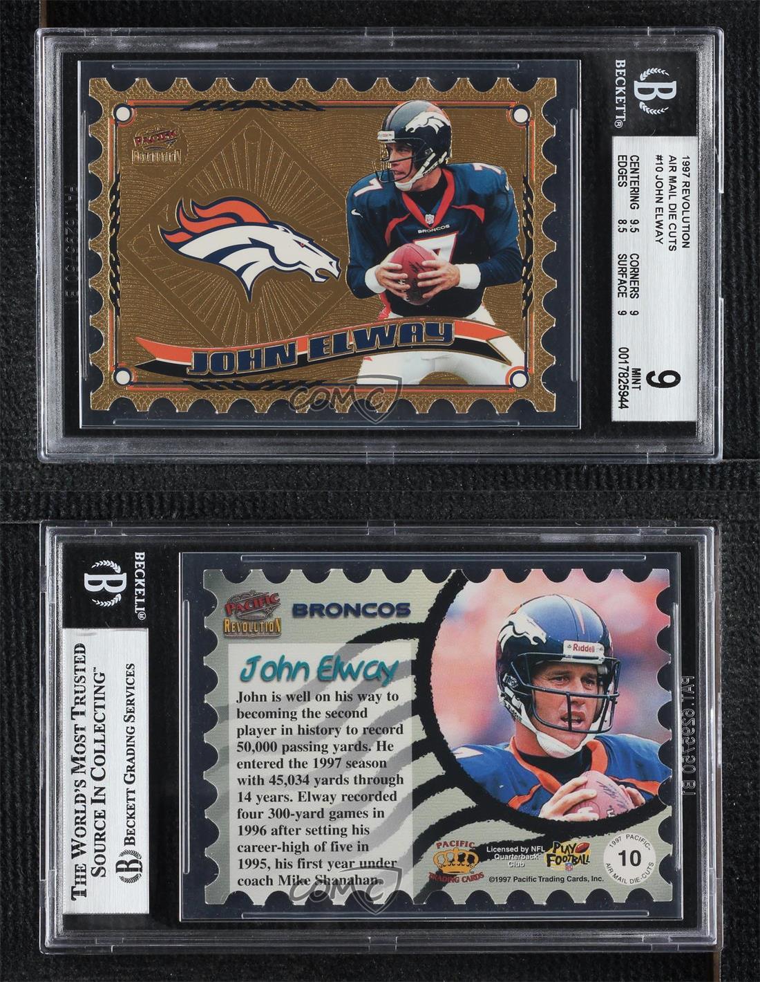 1997 Pacific Revolution Air Mail Die-Cuts John Elway #10 BGS 9 MINT HOF - Picture 3 of 3
