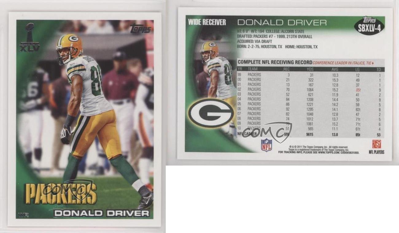 2011 PACKERS Donald Driver signed card Topps Super Bowl XLV #4