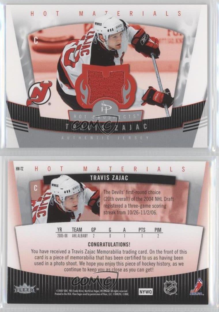  2006-07 Hot Prospects Hot Materials #HMTZ Travis Zajac Jersey  NHL Hockey Trading Card : Collectibles & Fine Art