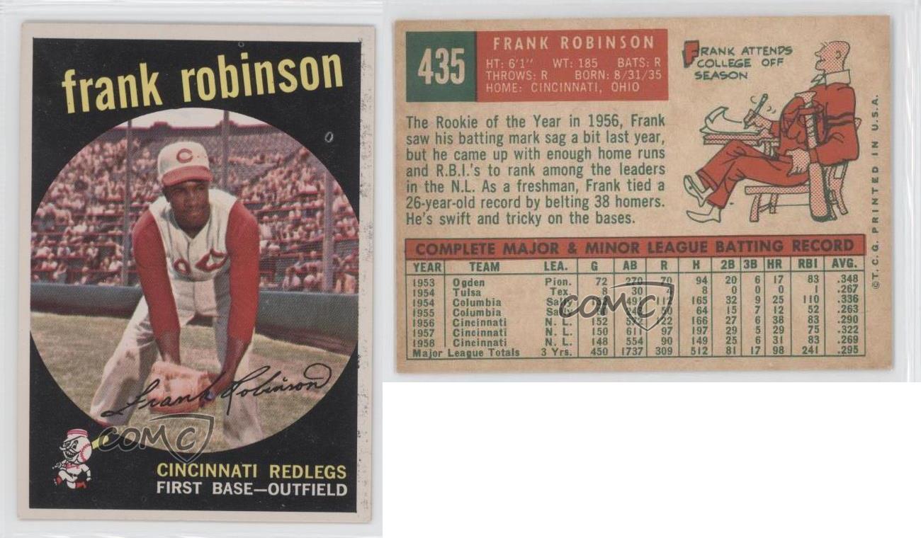 1959 Topps 435 Frank Robinson Cincinnati Reds Baseball Card eBay