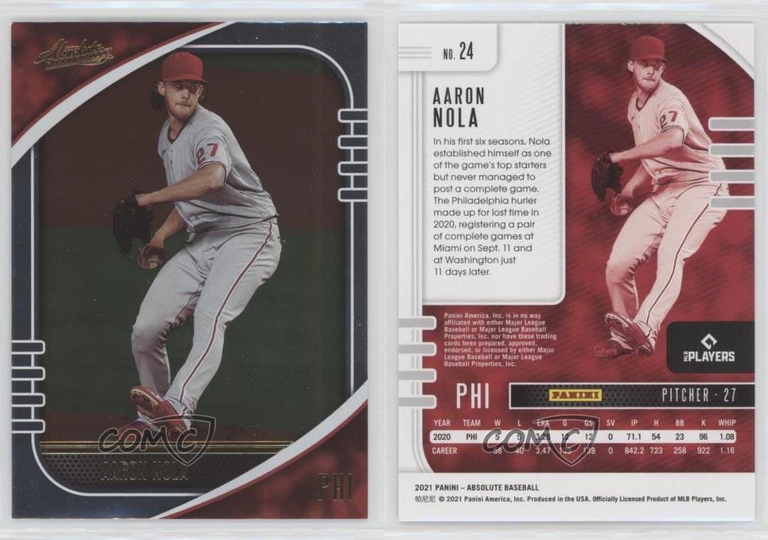 Aaron Nola (Green Foil) 2021 Panini Absolute Parallel MLB Baseball Card #24