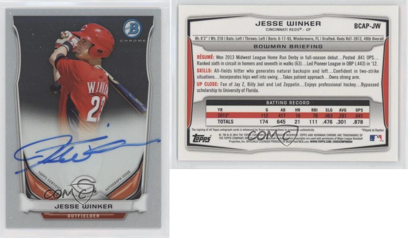 2014 Bowman Prospect Auto Chrome Jesse Winker #BCAP-JW Auto