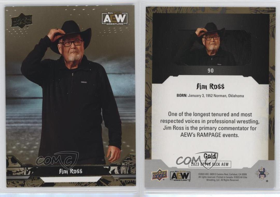 2023 Upper Deck AEW All Elite Wrestling Crew Gold Jim Ross #90 HOF