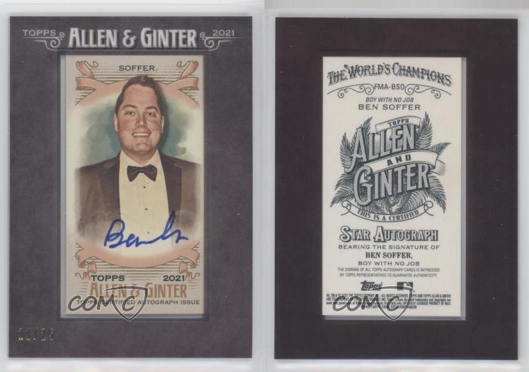 2021 Topps Allen & Ginter's Mini Non-Baseball Black Framed /25 Ben Soffer Auto - Picture 3 of 3