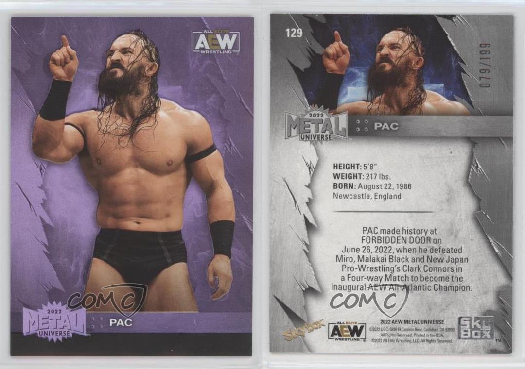 2022 Skybox Metal Universe AEW All Elite Wrestling Purple Spectrum /199 Pac #129