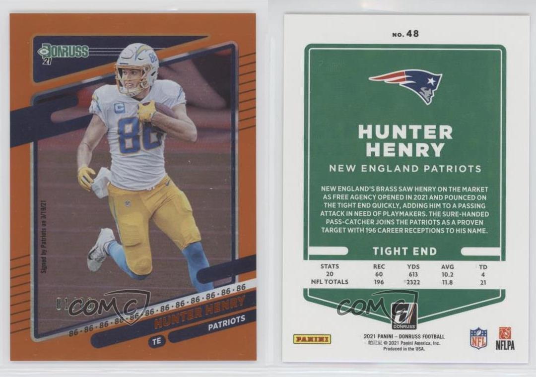 2021 Panini Donruss - Hunter Henry #48 Jersey Number /86 for