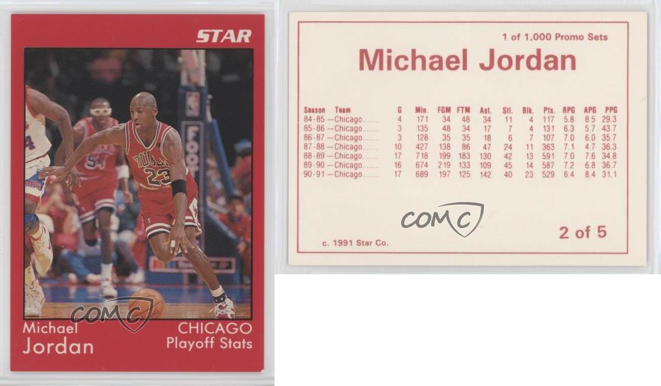1991 Star Promo Set Red/Red Back White Print Front Michael Jordan Playoff  Stats | eBay