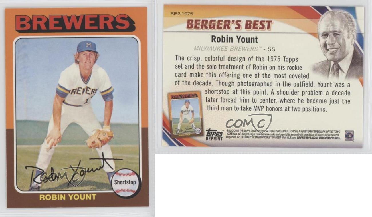 Robin Yount 2016 Topps Berger's Best #BB2-1975 Milwaukee Brewers Baseball  Card