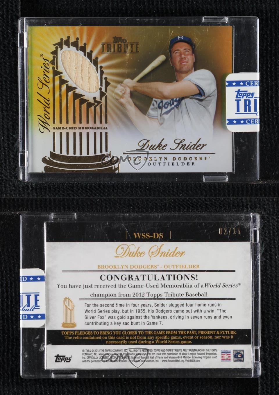 2012 Topps Tribute World Series Swatches Gold /15 Duke Snider #WSS-DS HOF