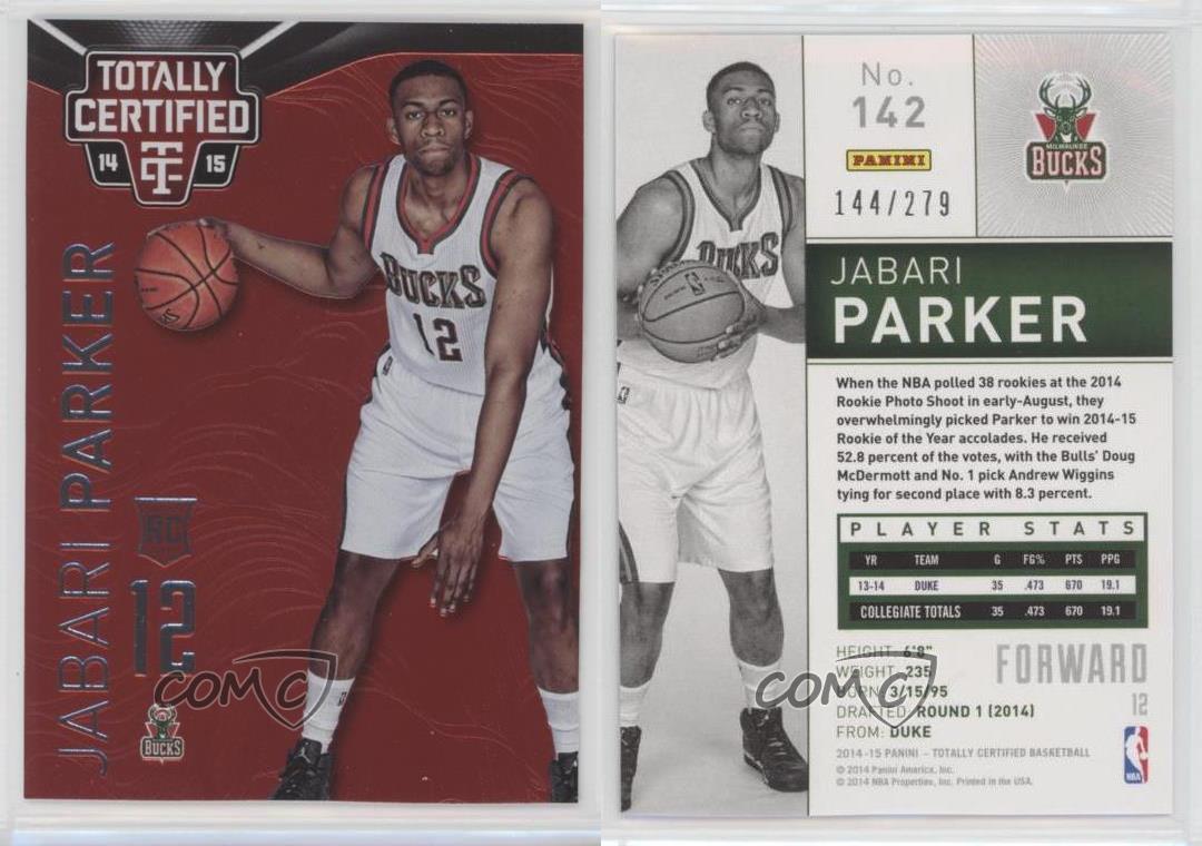 2014 Totally Certified Platinum Red /279 Jabari Parker (White Jersey) Rookie RC - Bild 3 von 5