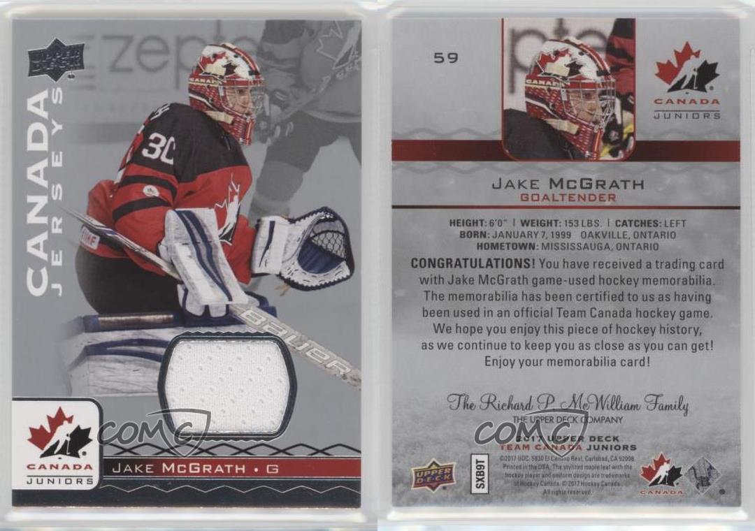 2017 Upper Deck Team Canada Juniors Canada Jerseys Jake McGrath #59 - Bild 5 von 5