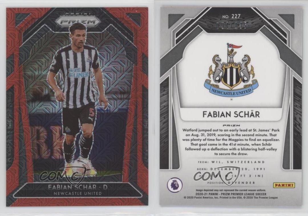 2020-21 Panini Prizm Premier League Red Mojo Prizm /135 Fabian Schar #227 - Picture 3 of 4