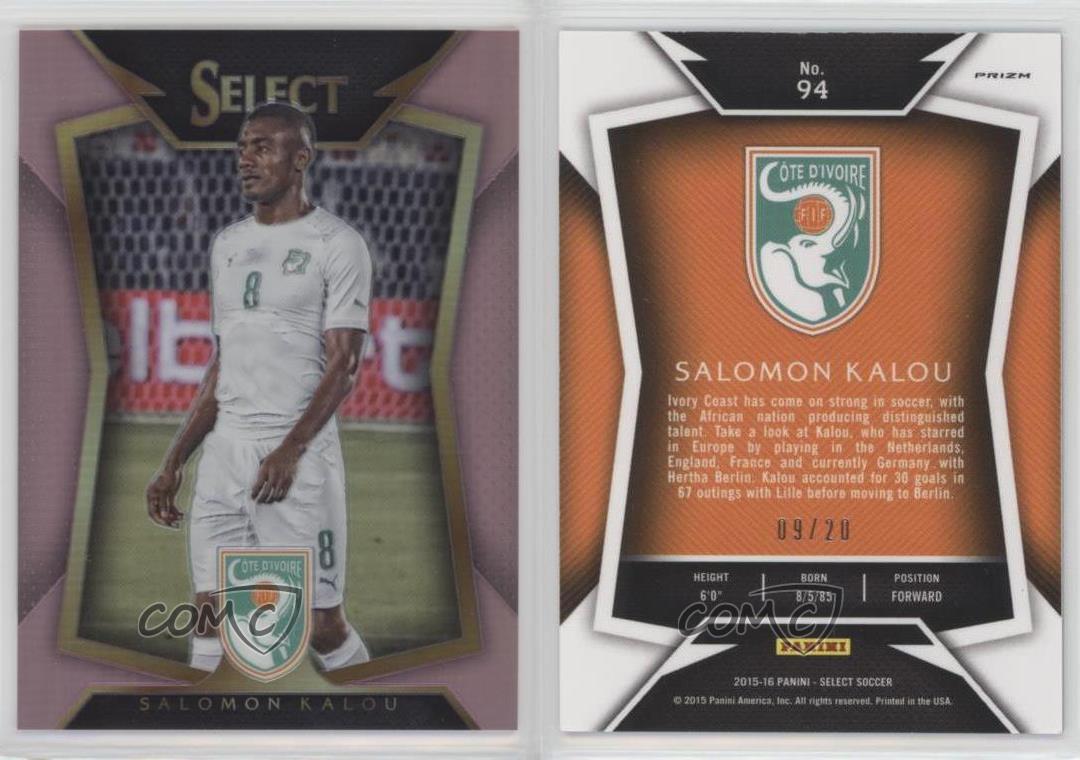 2015-16 Panini Select Pink Prizm soldes /20 Salomon Kalou #94