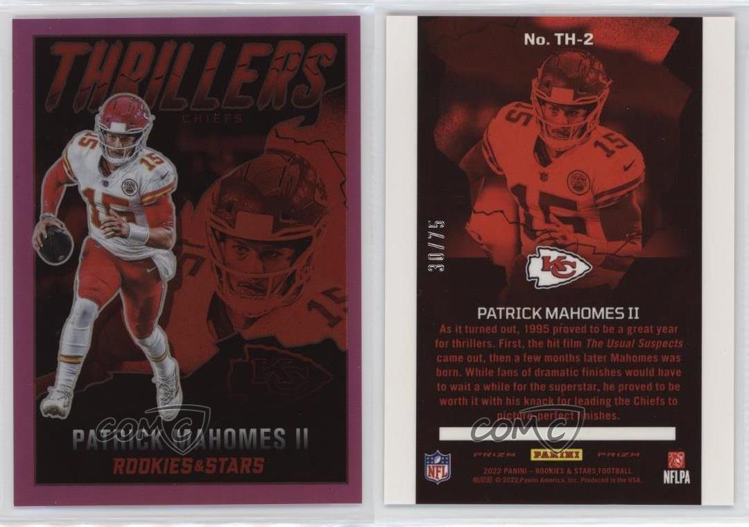 2022 Panini Rookies & Stars Thrillers Pink Prizm /75 Patrick Mahomes II #TH-2 - Foto 3 di 3