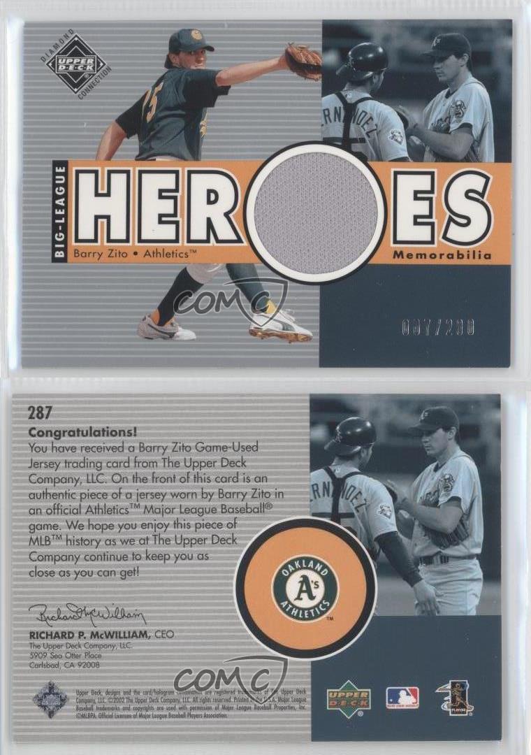 2002 Upper Deck Diamond Connection Big League Heroes Jerseys /200 Barry Zito