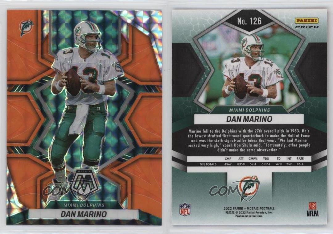 Dan Marino 2022 Panini Mosaic #126 Orange Reactive PRIZM Miami Dolphins HOF