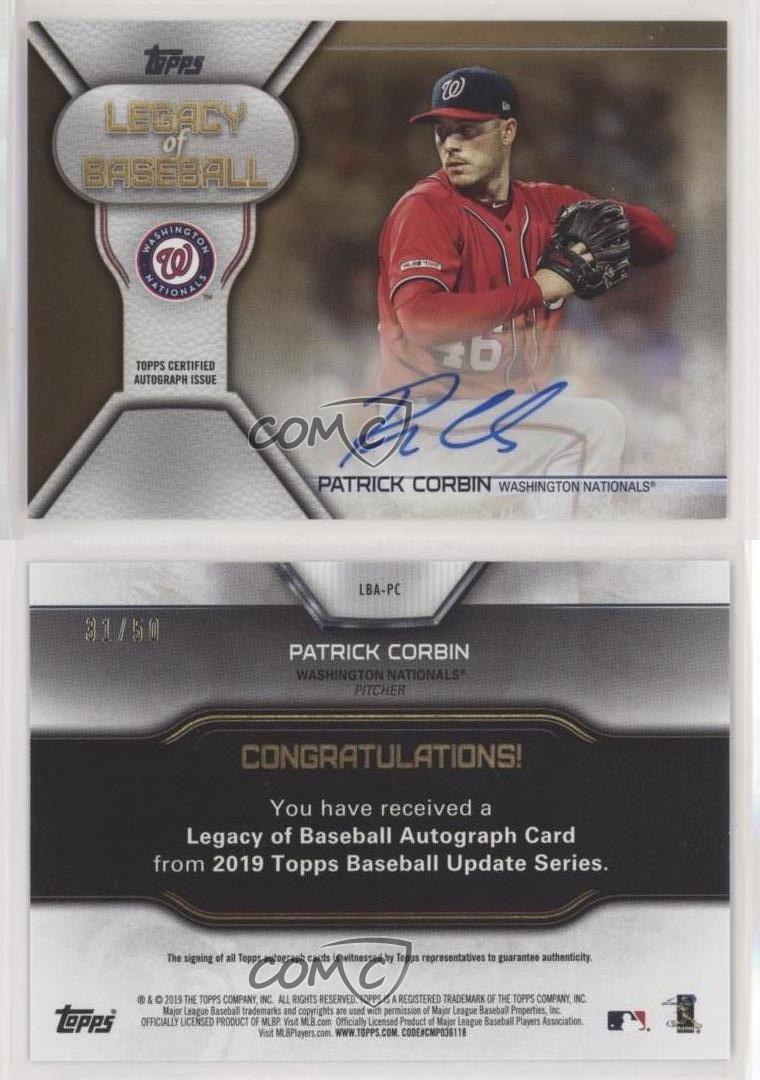 2019 Topps Update Legacy of Baseball Auto Gold /50 Patrick Corbin #LBA-PC Auto