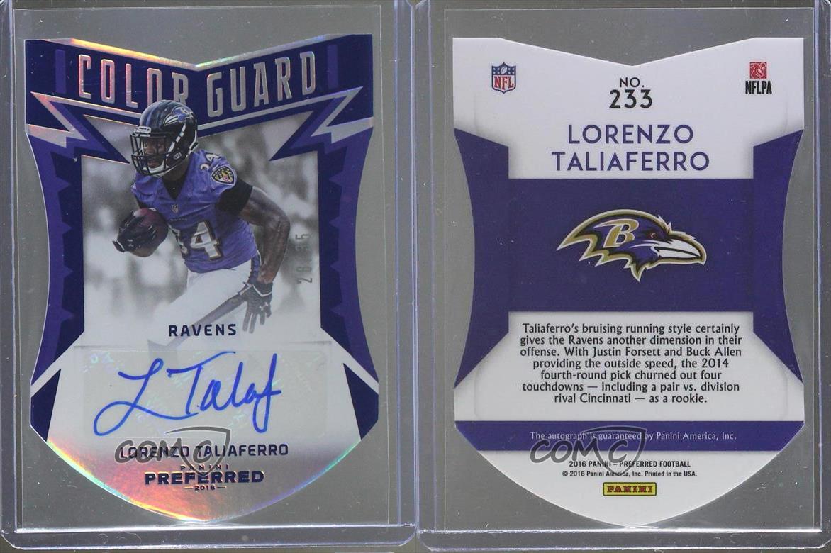 2016 Panini Preferred Color Guard Purple /25 Lorenzo Taliaferro #233 Auto - Picture 4 of 4