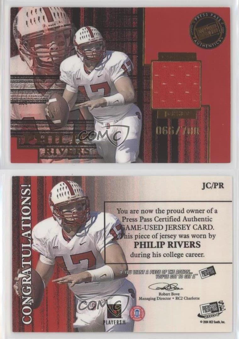 2004 Press Pass SE Game-Used Jerseys Bronze /700 Philip Rivers #JC/PR Rookie RC