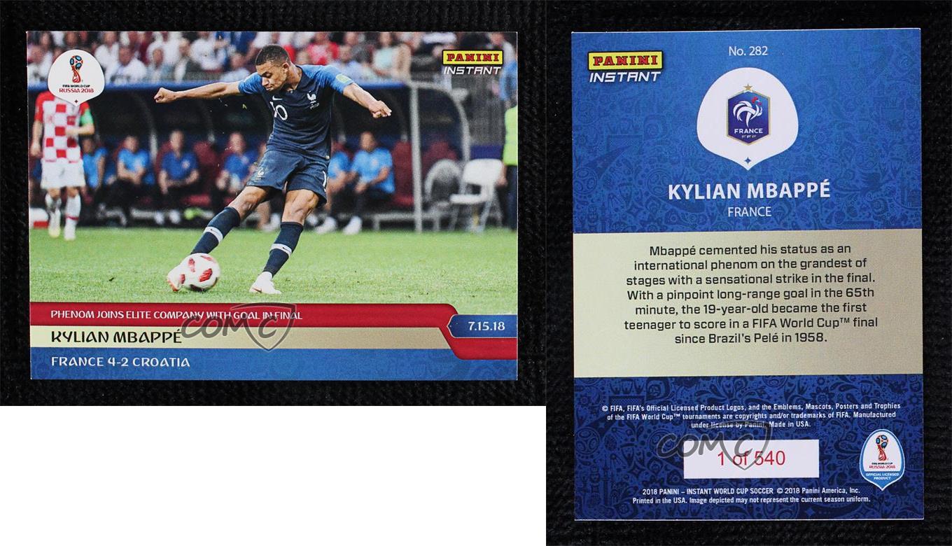 2018 Panini Instant World Cup /540 Kylian Mbappe #282 
