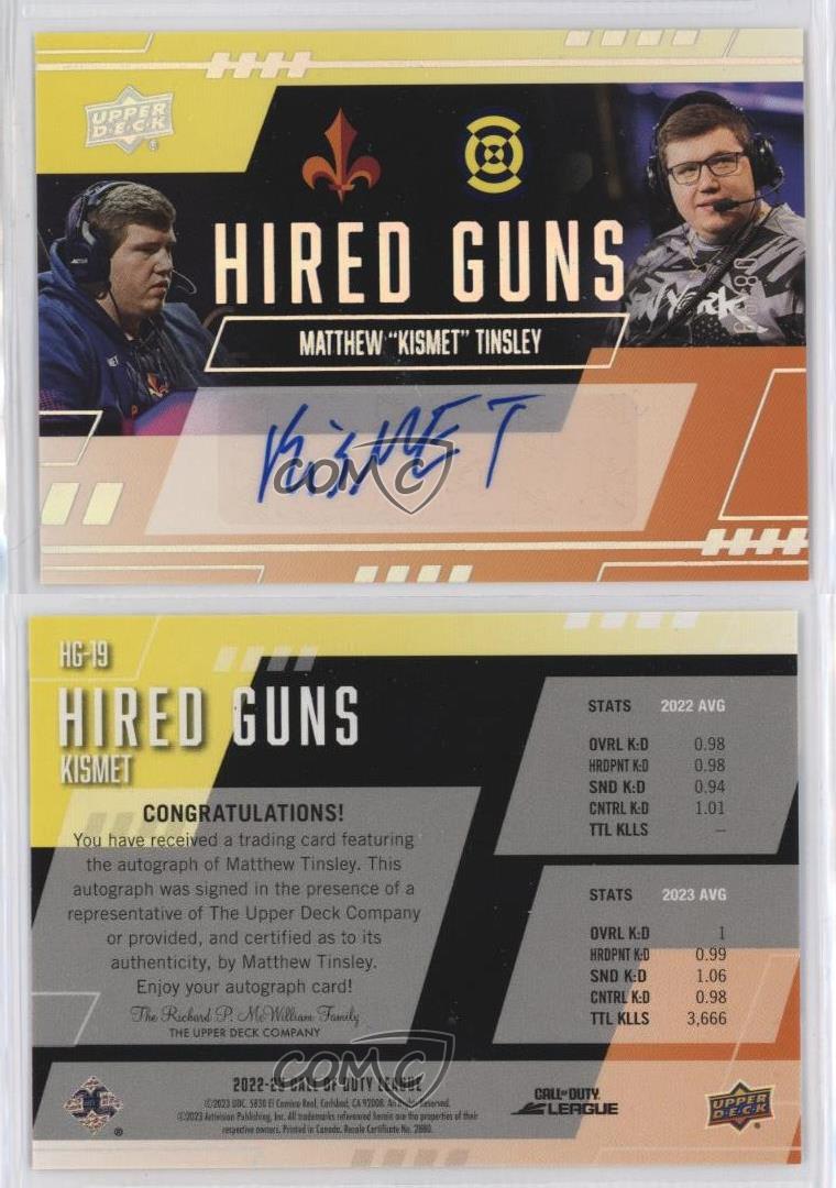 2022-23 Upper Deck Call of Duty League Hired Guns /99 Kismet #HG-19 Auto