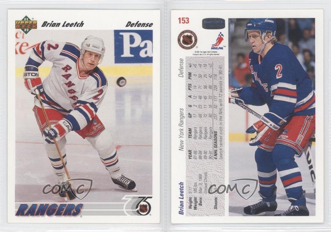 1991-92 Upper Deck #153 Brian Leetch NHL Hockey Trading Card : Everything  Else 