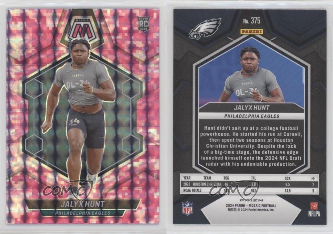2024 Panini Mosaic Rookies Rosa Camuflaje Mosaico Prizm Jalyx Hunt #375 Rookie RC - Imagen 4 de 4