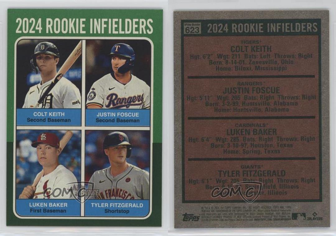2024 Topps Heritage High Number Green Border Luken Baker Colt offres Keith Rookie RC
