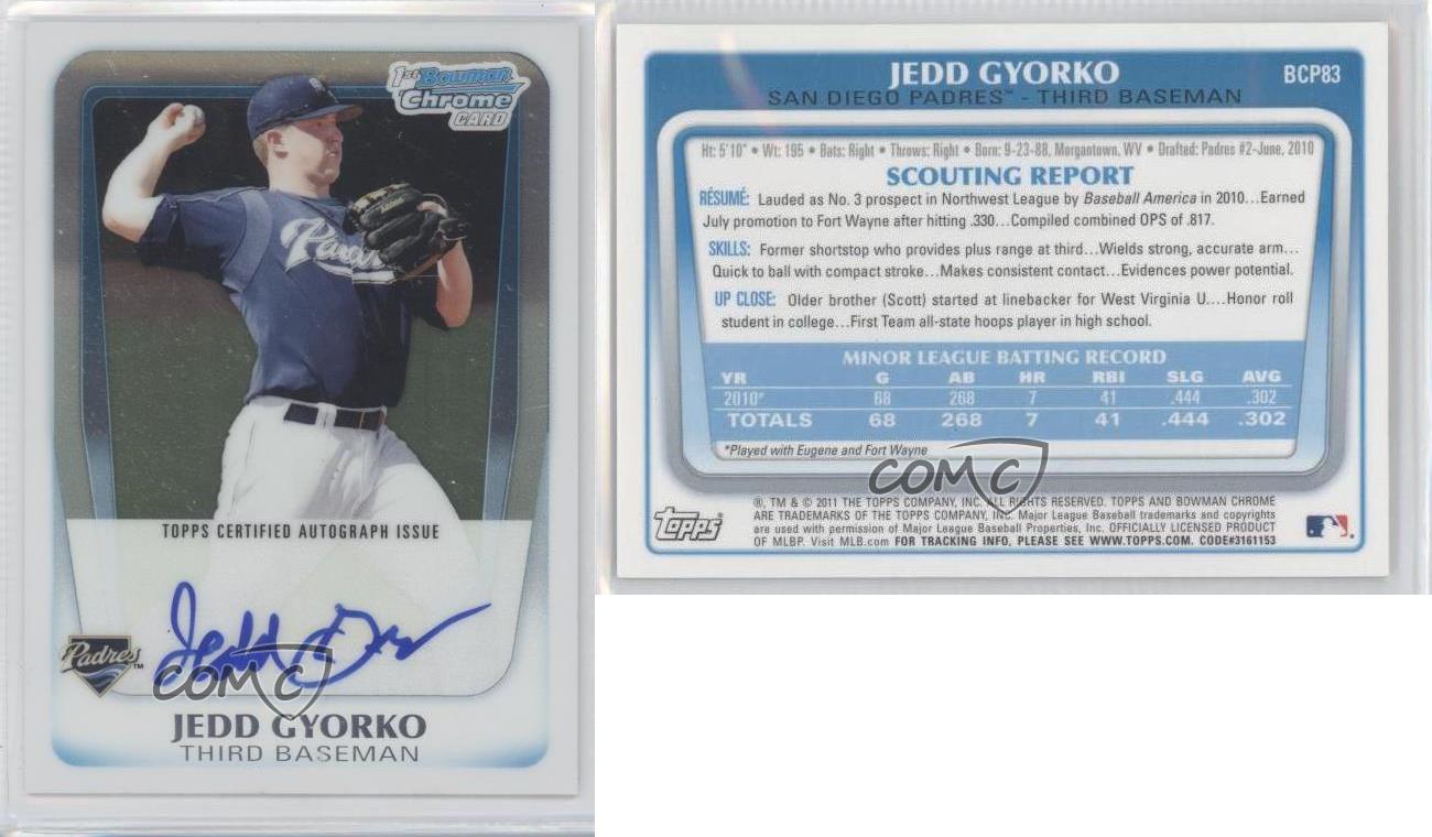 2011 Bowman Chrome Prospects Auto Jedd Gyorko #BCP83 Auto