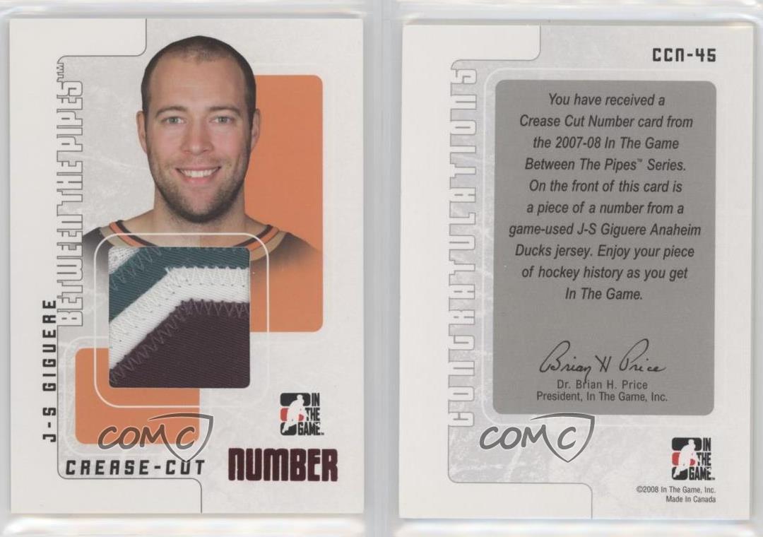 2007-08 ITG Between the Pipes Crease-Cut Number Jean-Sebastien Giguere #CCN-45 - Picture 3 of 3
