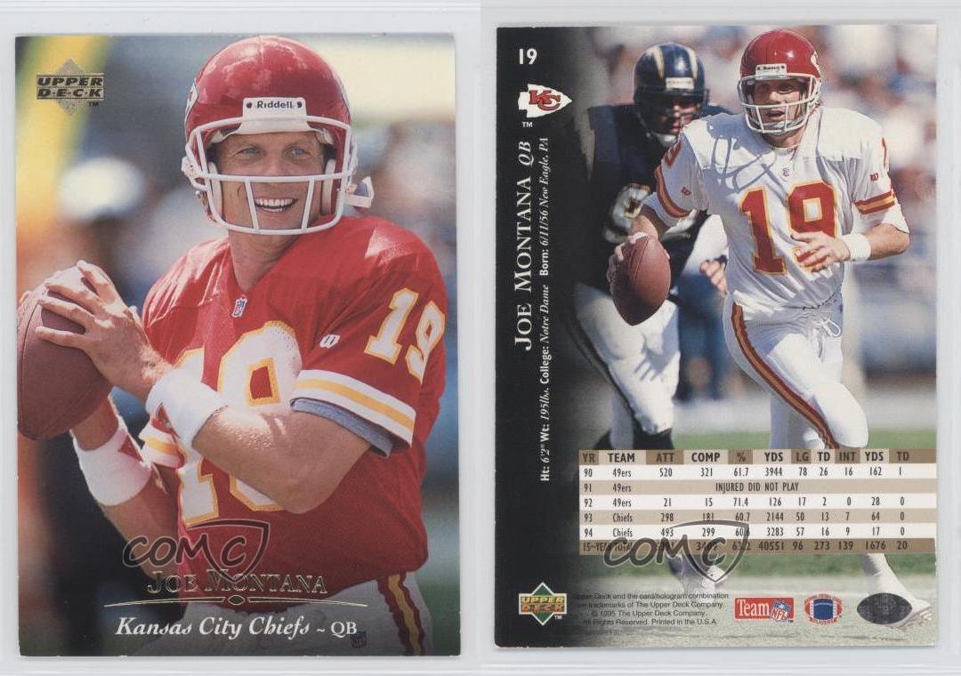 1995 Upper Deck 19 Joe Montana Kansas City Chiefs Football Card eBay