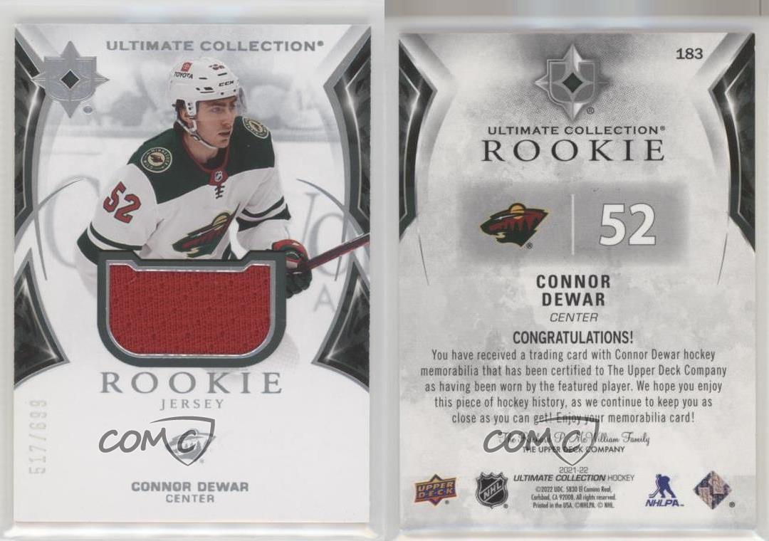 2021 Upper Deck Ultimate Collection Rookies Jersey /699 Connor Dewar Rookie RC