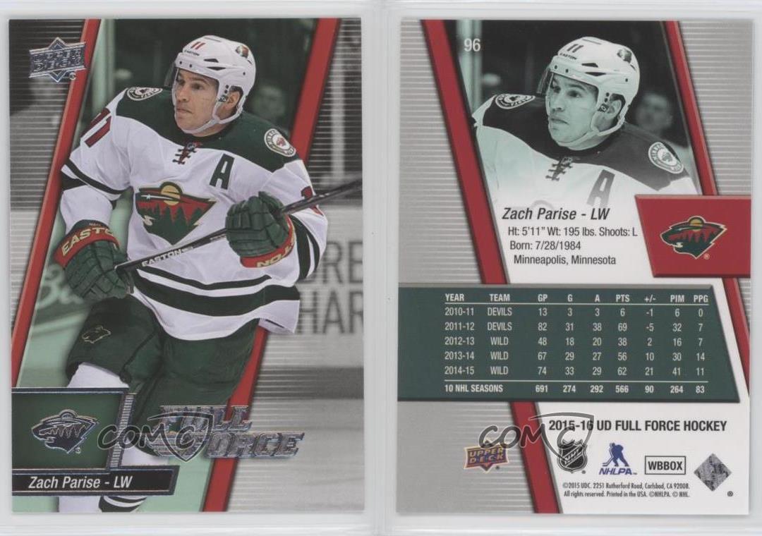 NHL 6X8 Zach Parise Minnesota Wild Two Card Plaque 