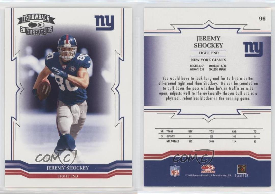 2005 Donruss Throwback Threads Jeremy Shockey #96