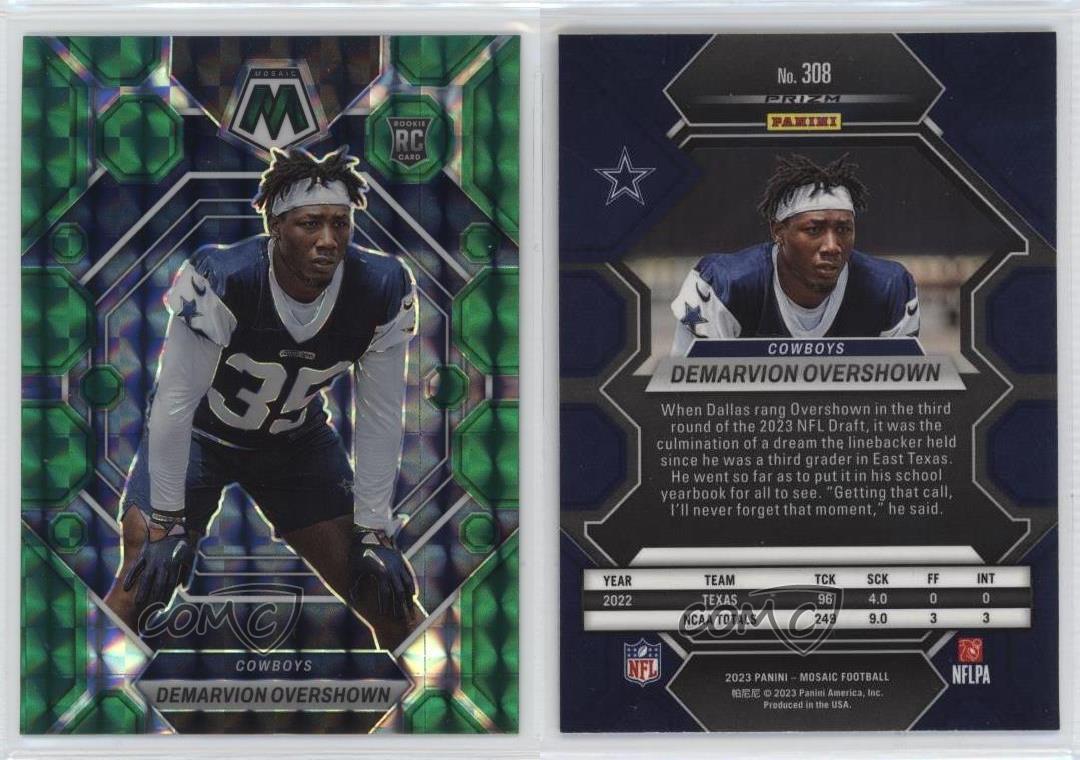 2023 Panini Mosaic Rookies Green Prizm DeMarvion Overshown #308 Rookie RC