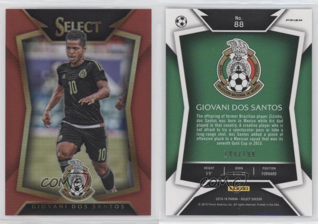 2015 Panini Select Red Prizm /199 Giovani Dos Santos (variazione foto retro palla) - Foto 3 di 4