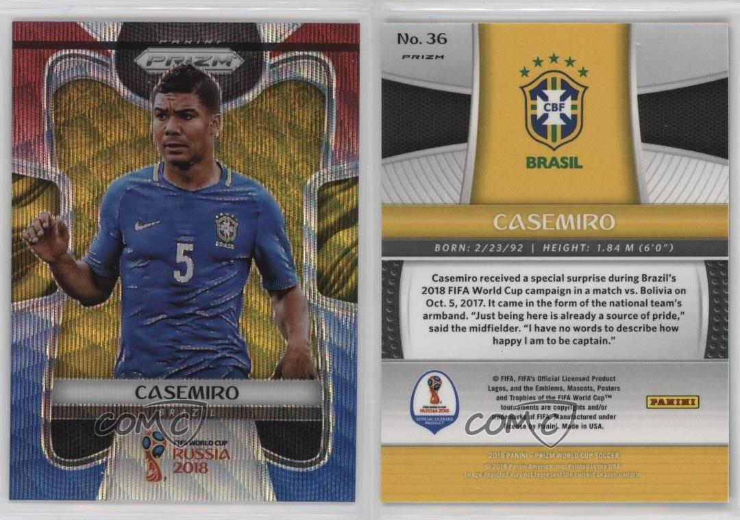 2018 Panini Prizm World Cup Red & Blue Wave Prizm Casemiro #36