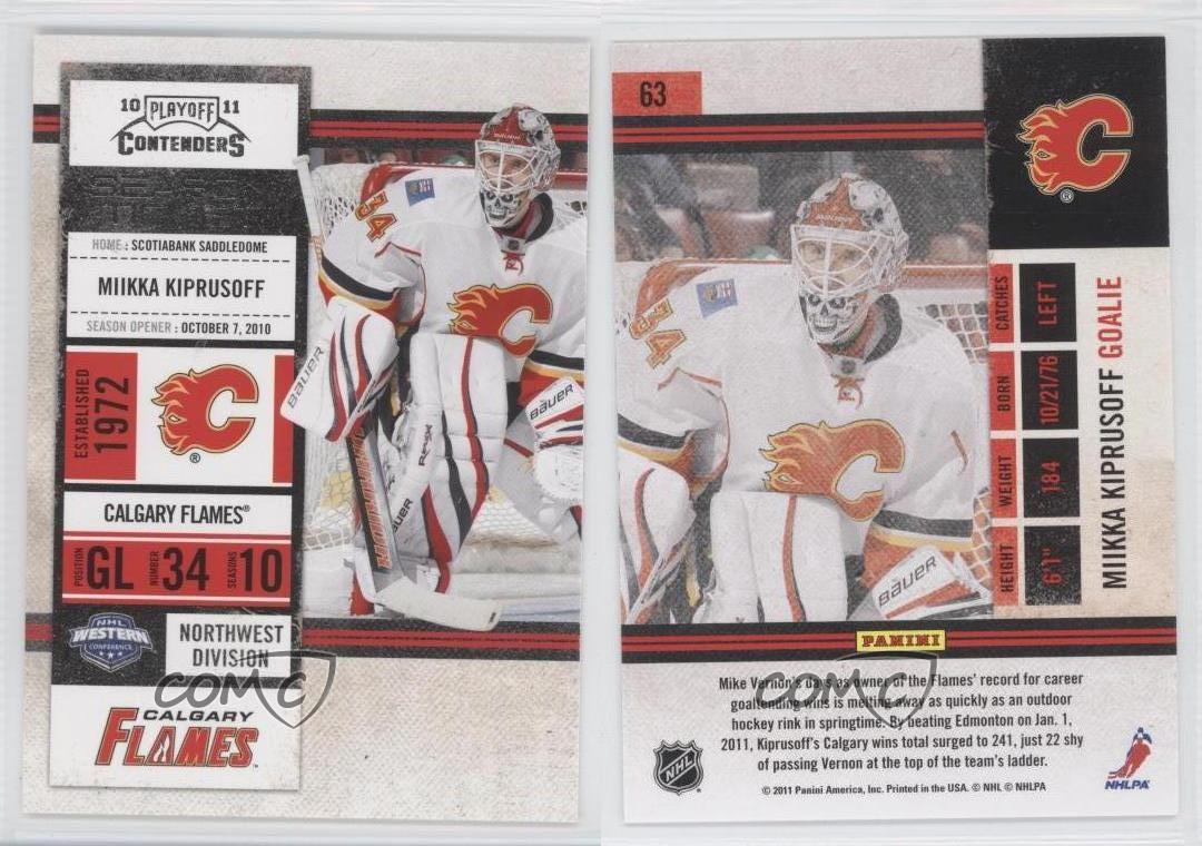 2010-11 Panini Playoff Contenders Miikka Kiprusoff #63 - Picture 4 of 4