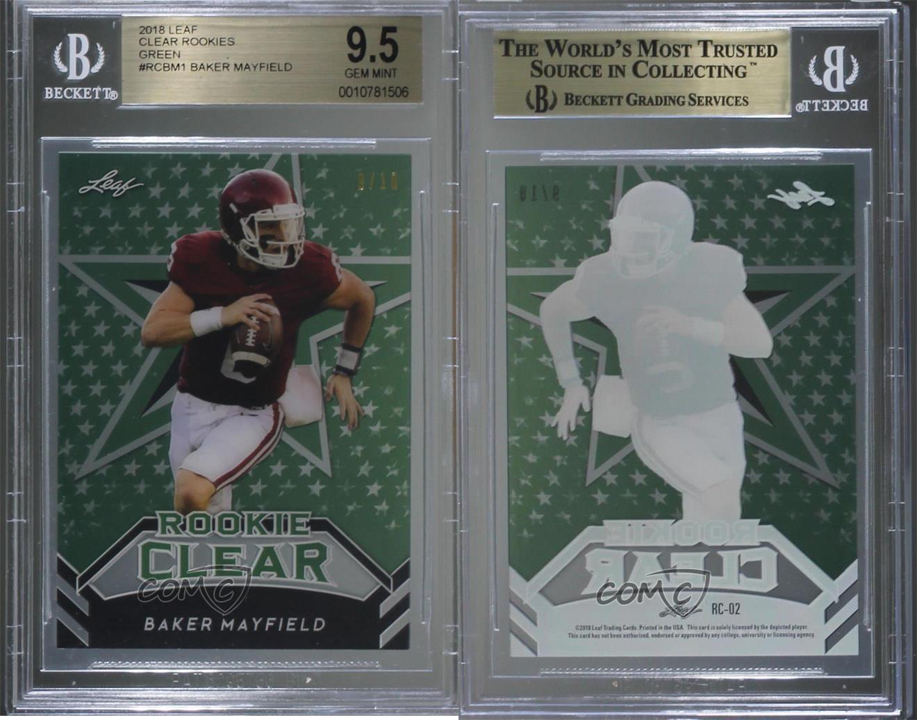 2018 Leaf Clear Rookies Green /10 Baker Mayfield #RC-02 BGS 9,5 acheter GEM MINT RC