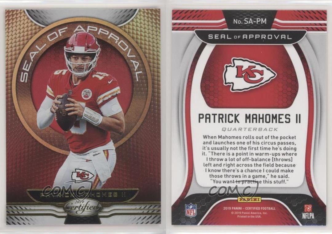 PAT PATRICK MAHOMES II CHIEFS 2019 CERTIFIED SEAL OF APPROVAL # PM GRADED 10 