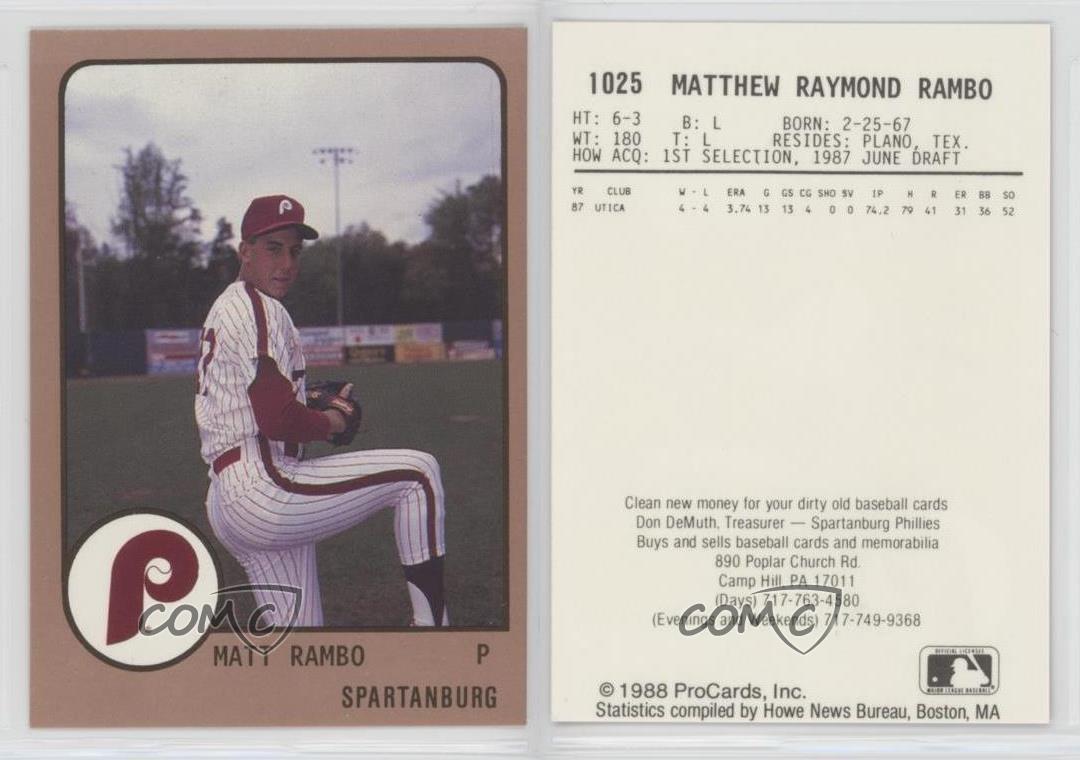 1988 Procards Minor League Matt Rambo 1025 Ebay