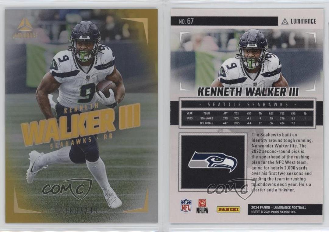 2024 Panini Luminance Gold /299 Kenneth Walker III #67 - Foto 3 di 4