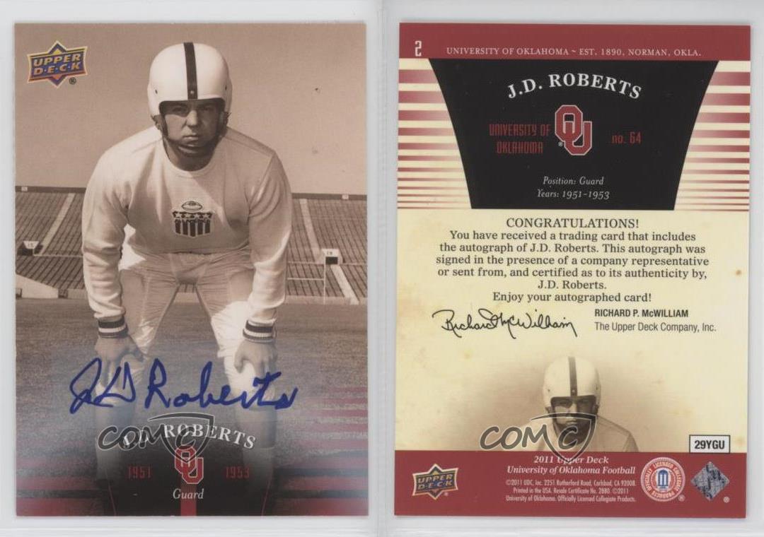 2011 Upper Deck University of Oklahoma Auto JD Roberts #2 Auto