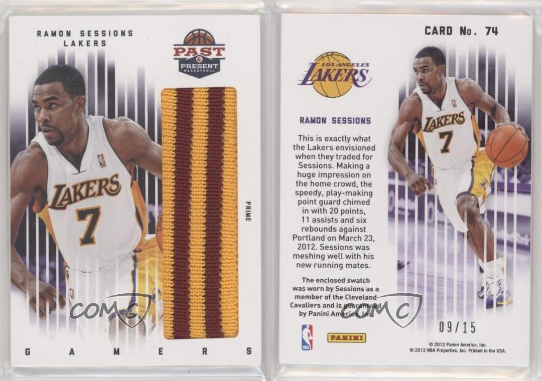 2011-12 Past & Present Gamers Materials Prime /15 Ramon Sessions #74 - Picture 3 of 3