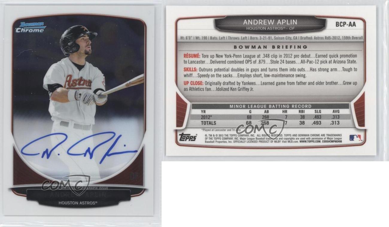 2013 Bowman Chrome Prospects Auto Andrew Aplin #BCP-AA Auto