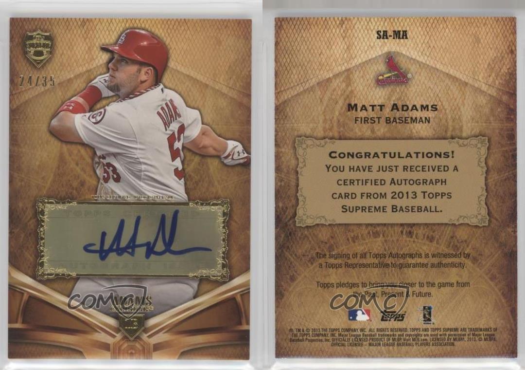 2013 Topps Supreme Supreme Stylings Auto Sepia /35 Matt Adams #SS-MA Auto