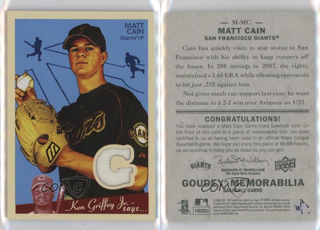 Memorabilia de Goudey 2008 Upper Deck Matt Cain #M-MC - Imagen 4 de 4