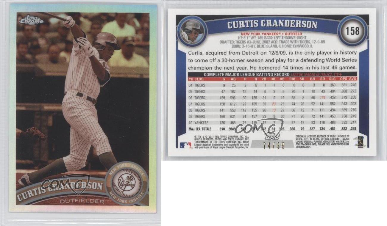 2011 Topps cromo refractor sepia/99 Curtis Granderson #158 - Imagen 3 de 3