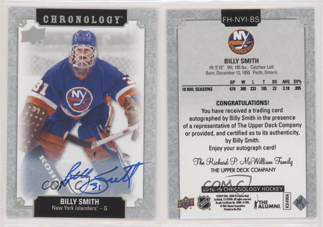 2018-19 Upper Deck Chronology Franchise History Billy Smith #FH-NYI-BS Auto HOF - Picture 3 of 3