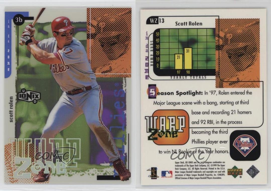 1999 Upper Deck Ionix Warp Zone Scott Rolen #WZ13 HOF - Picture 4 of 4